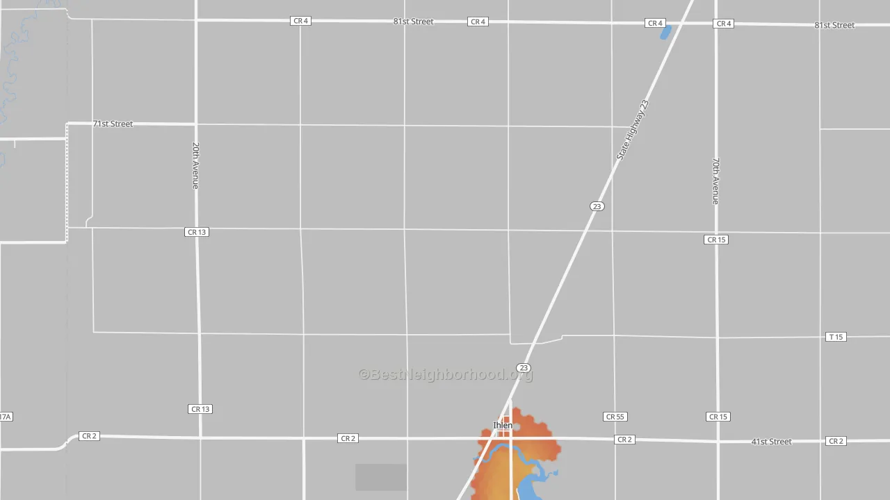 Bike Grade map of Ihlen, MN