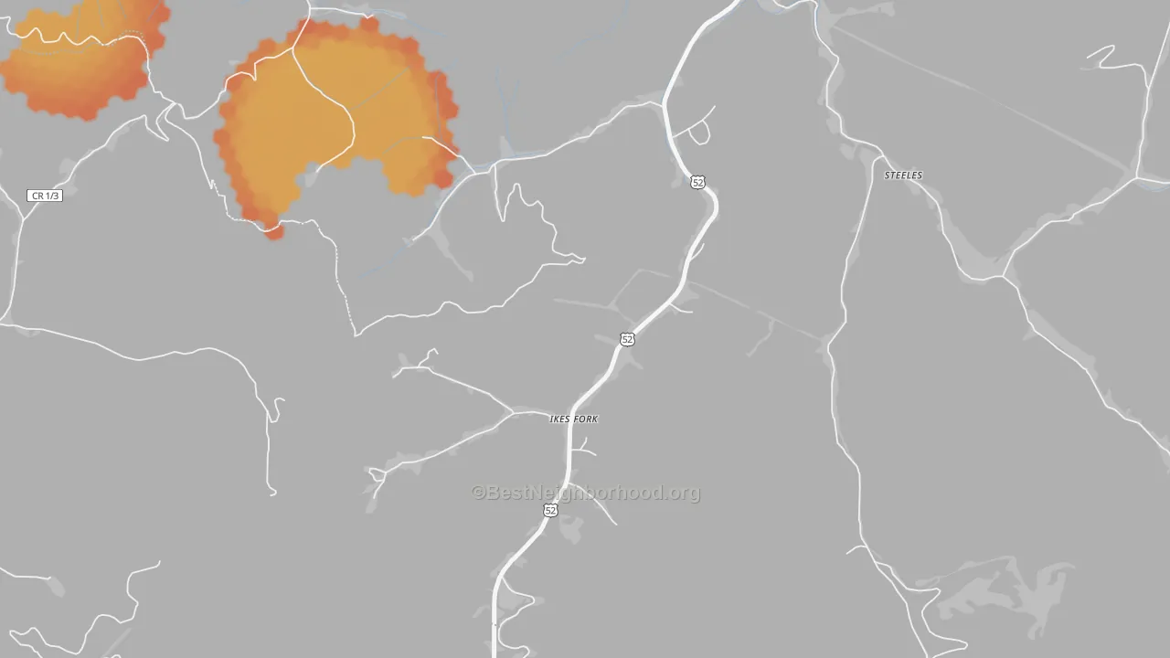 Bike Grade map of Ikes Fork, WV