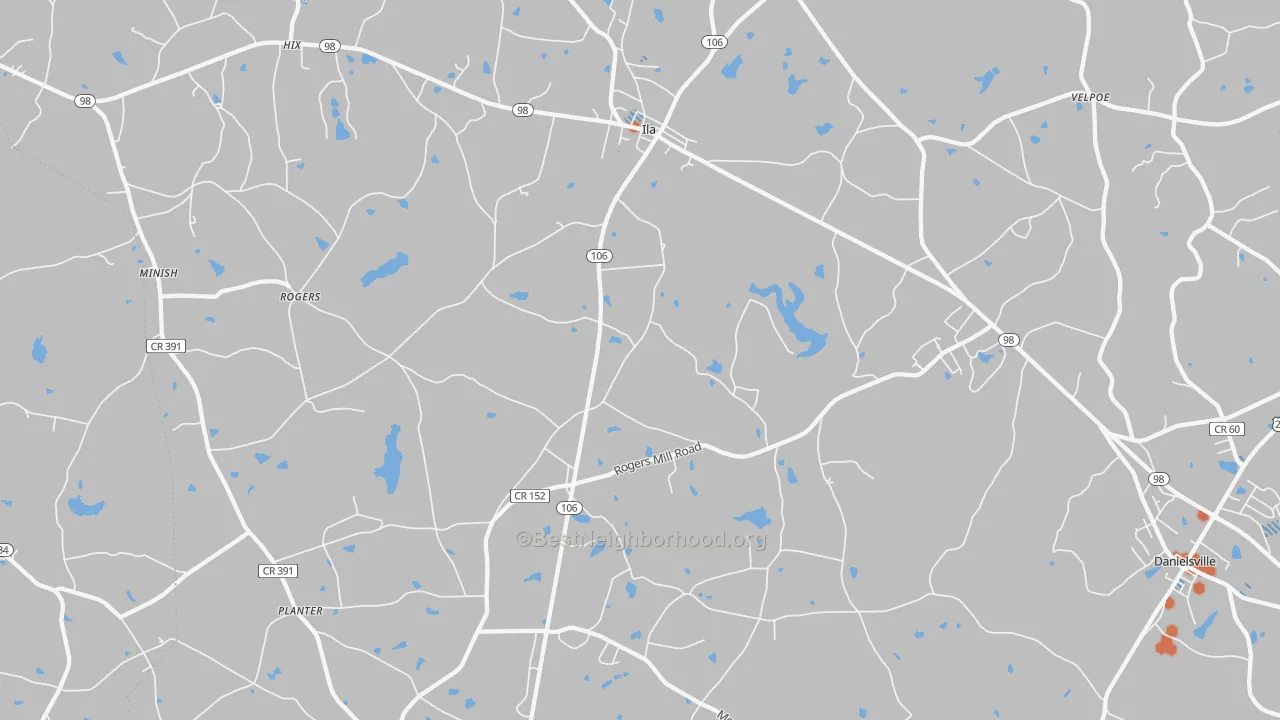 Bike Grade map of Ila, GA