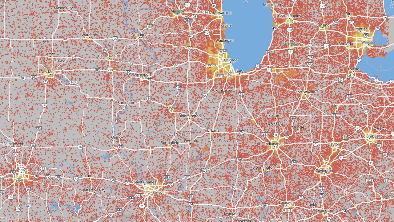 Bike Grade map of Illinois