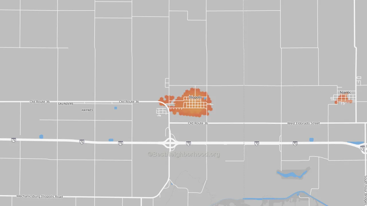 Bike Grade map of Illiopolis, IL