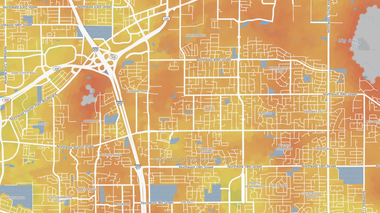 Bike Grade map of Image, Vancouver, WA
