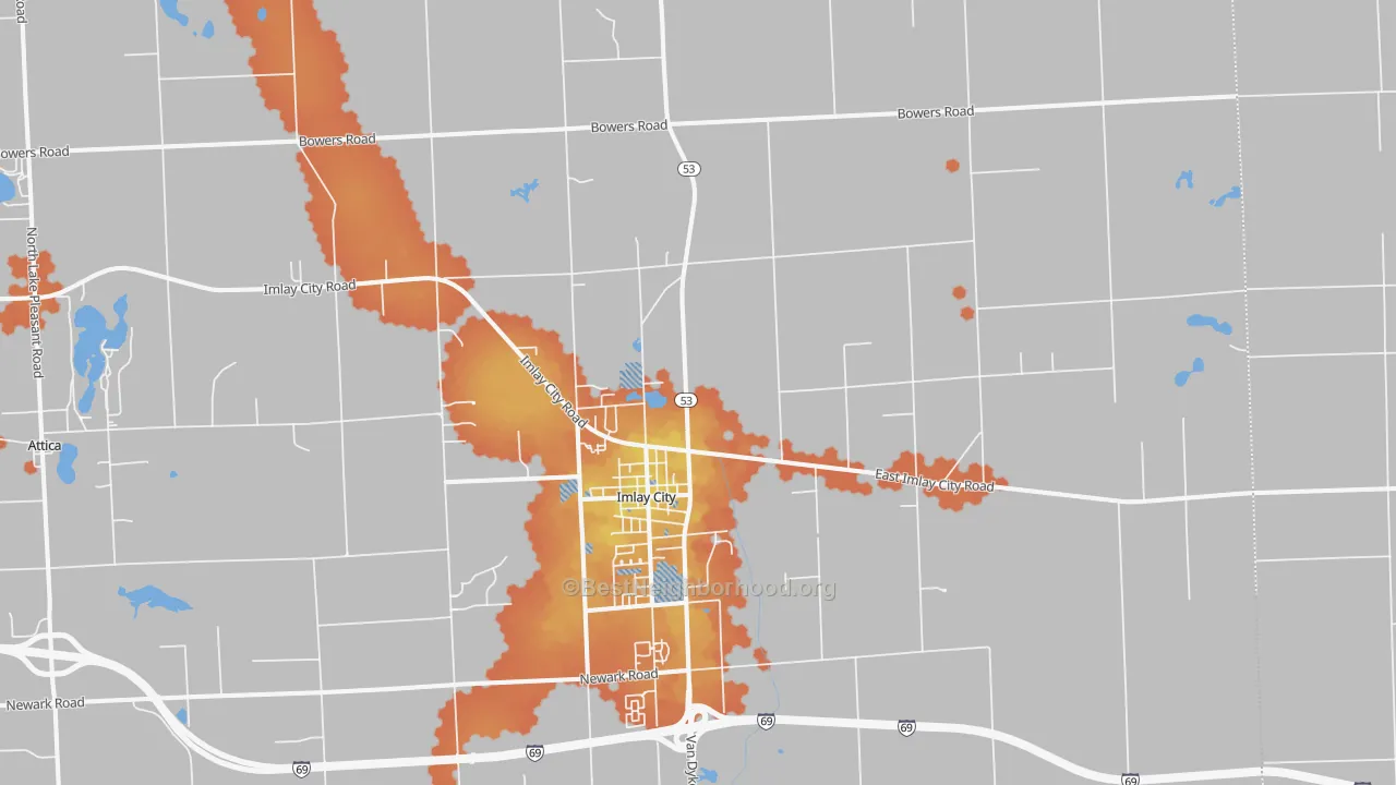 Bike Grade map of Imlay City, MI