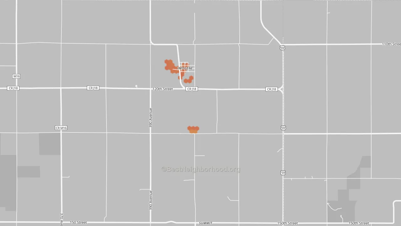 Bike Grade map of Imogene, IA