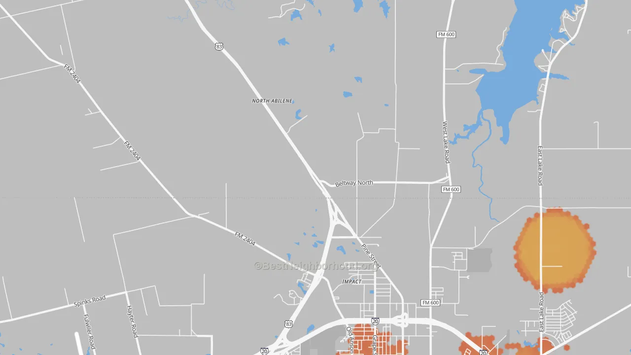 Bike Grade map of Impact, TX
