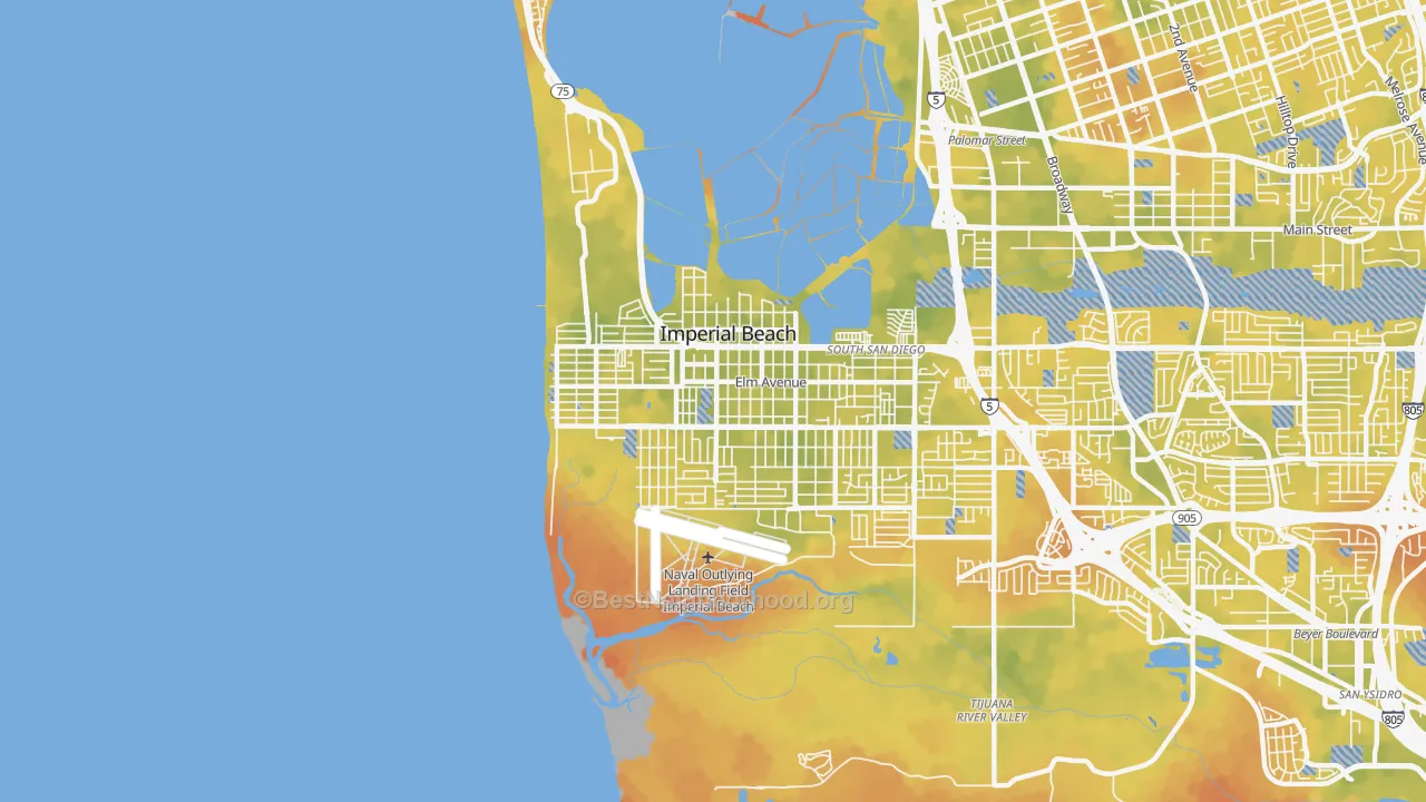 Bike Grade map of Imperial Beach, CA