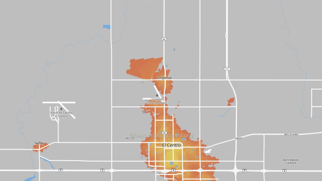Bike Grade map of Imperial, CA