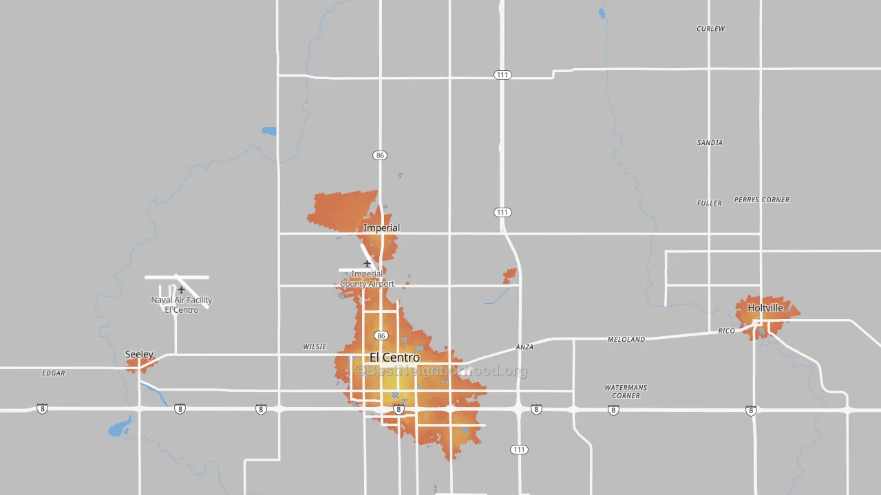 Bike Grade map of Imperial County, CA