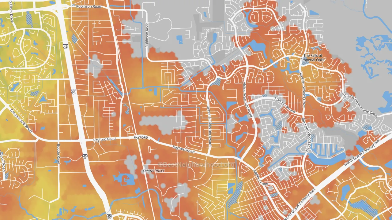 Bike Grade map of Imperial Oaks, Spring, TX