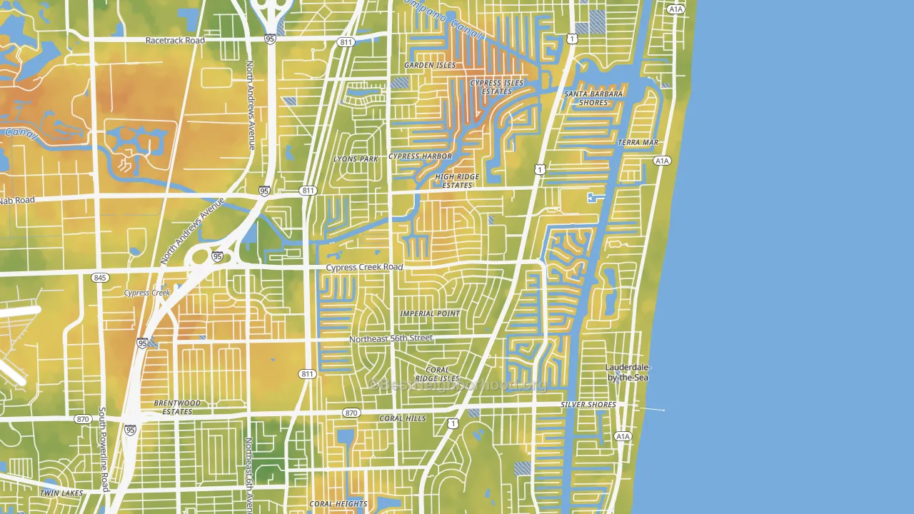 Bike Grade map of Imperial Point, Fort Lauderdale, FL
