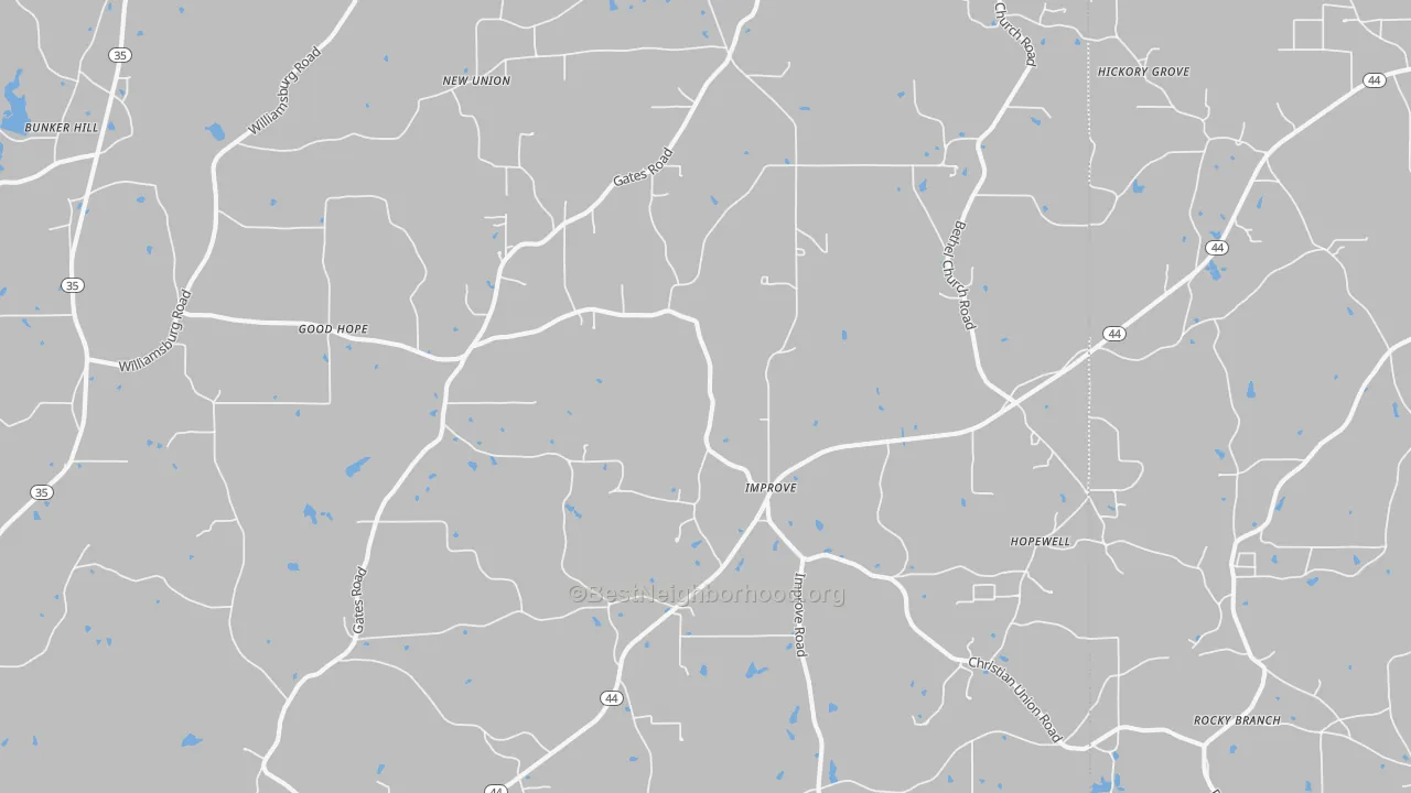 Bike Grade map of Improve, MS