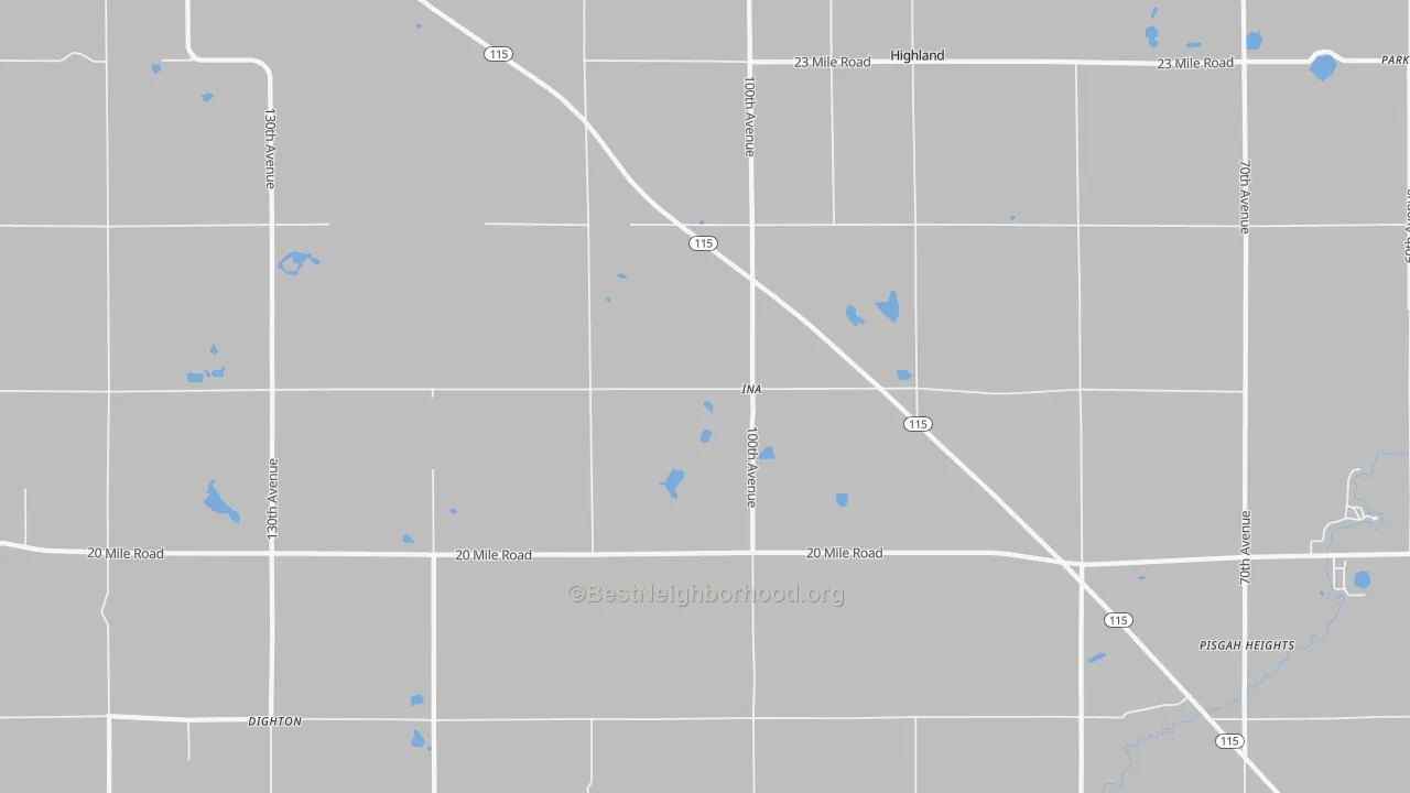 Bike Grade map of Ina, MI
