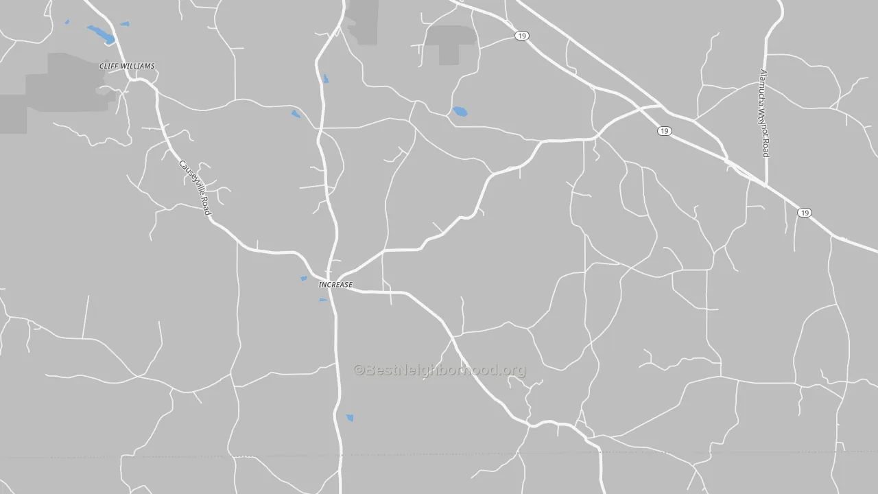 Bike Grade map of Increase, MS