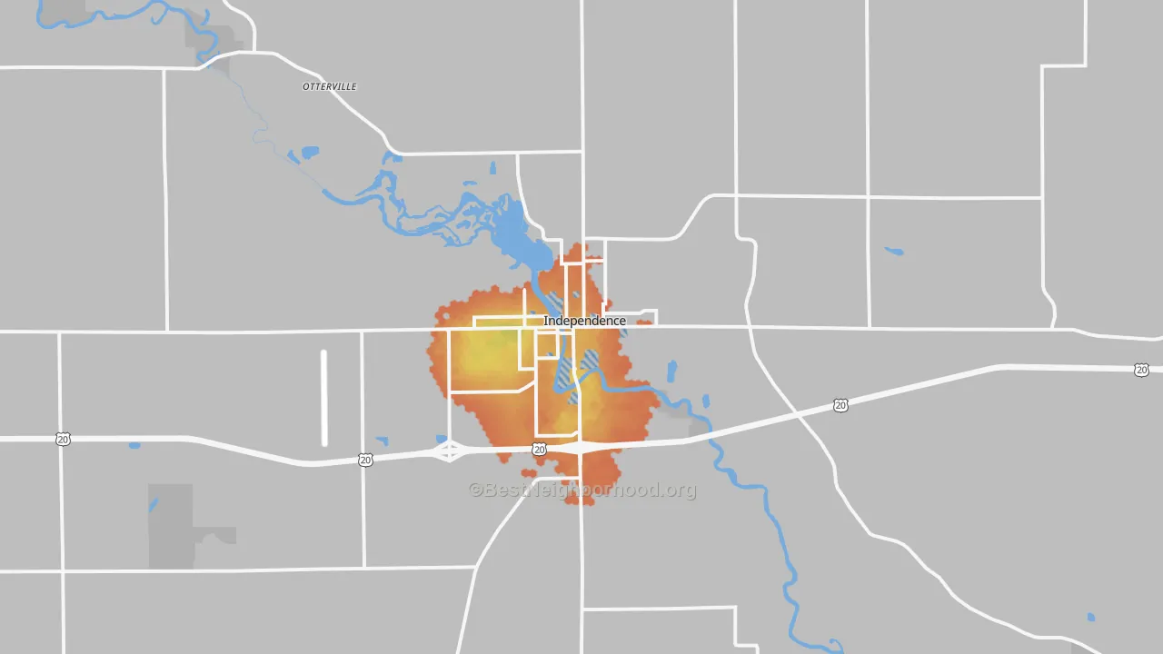 Bike Grade map of Independence, IA