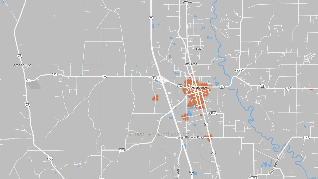 Bike Grade map of Independence, LA