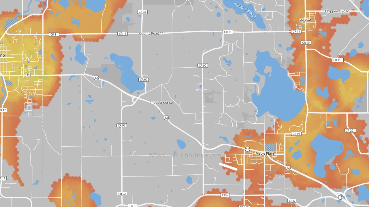 Bike Grade map of Independence, MN