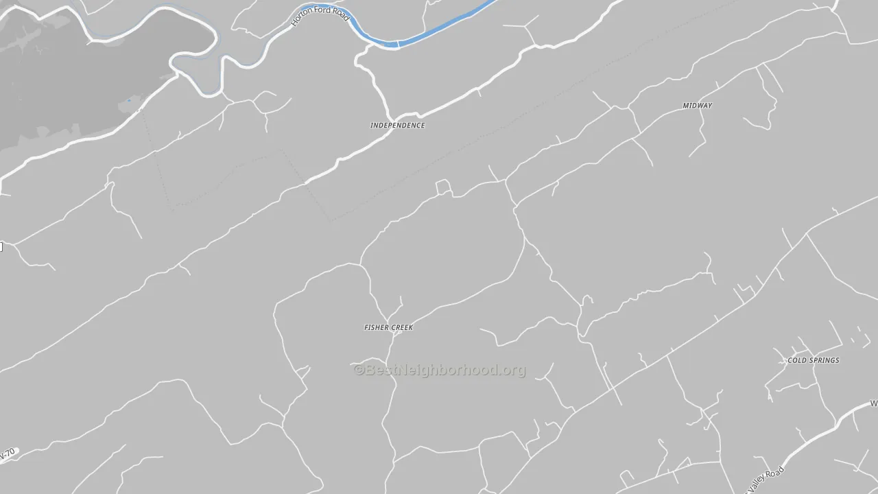 Bike Grade map of Independence, TN