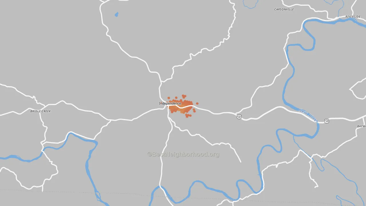 Bike Grade map of Independence, VA
