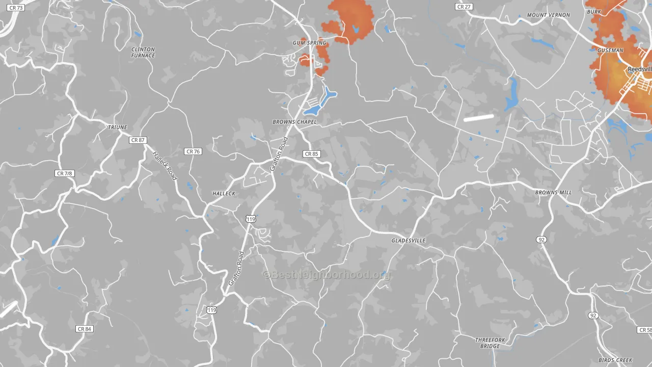 Bike Grade map of Independence, WV