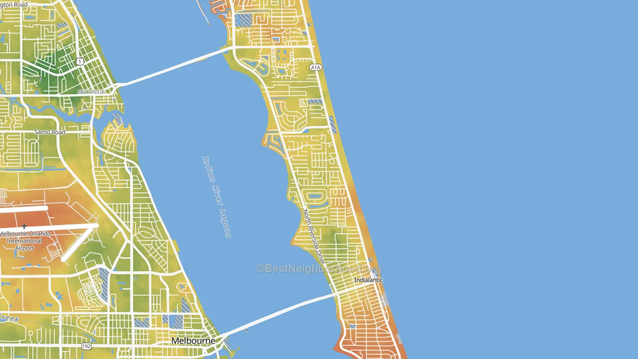 Bike Grade map of Indialantic, FL