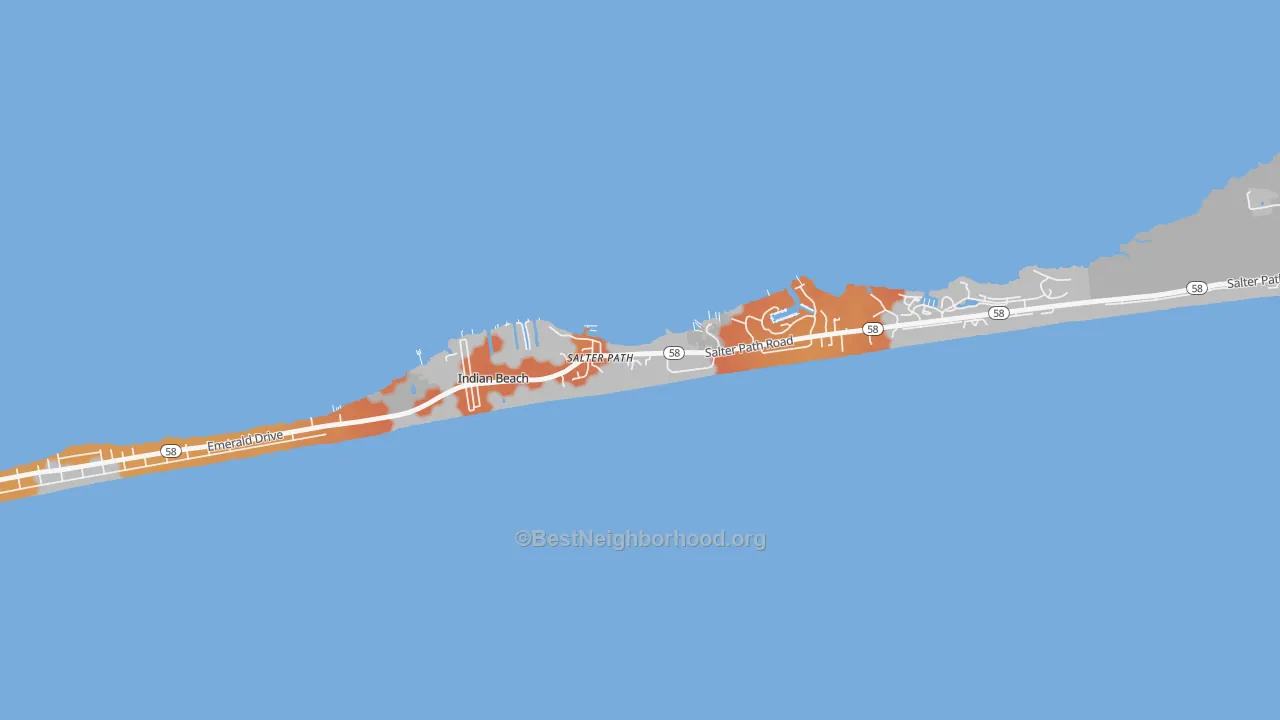 Bike Grade map of Indian Beach, NC