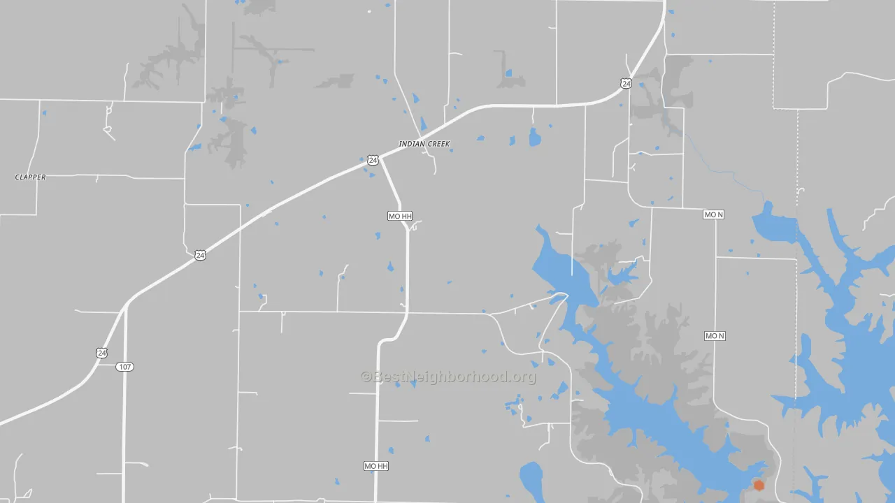 Bike Grade map of Indian Creek, MO