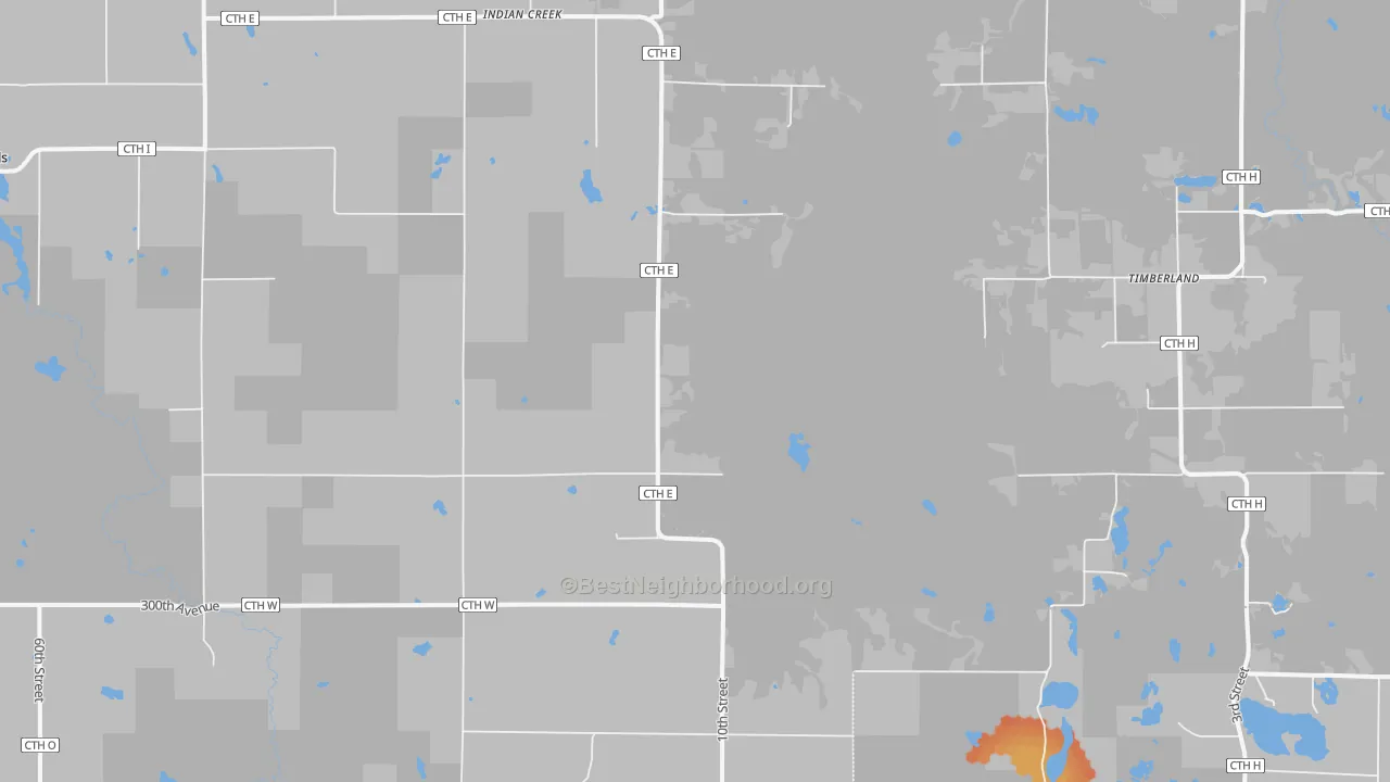 Bike Grade map of Indian Creek, WI