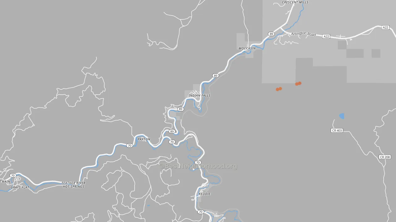 Bike Grade map of Indian Falls, CA