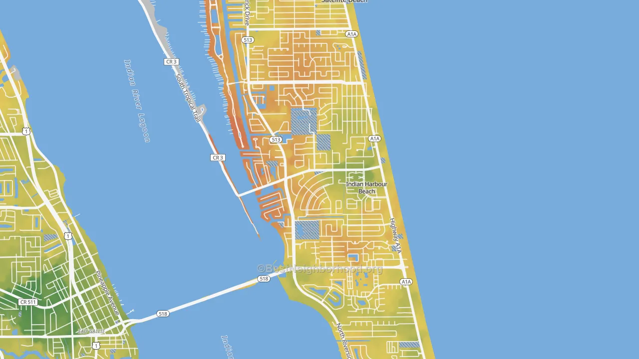 Bike Grade map of Indian Harbour Beach, FL