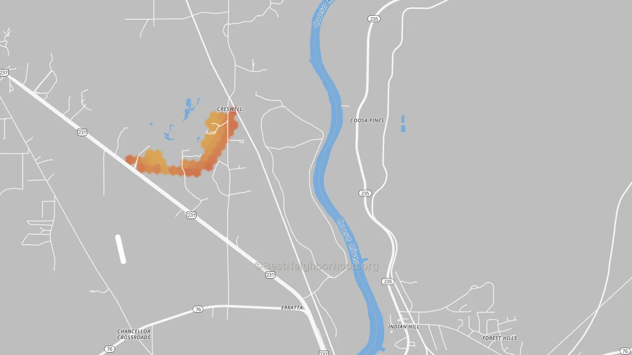 Bike Grade map of Indian Hill, AL