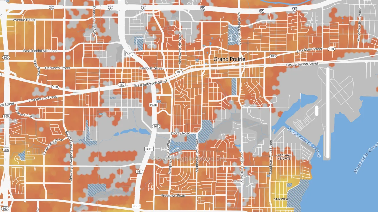 Bike Grade map of Indian Hills, Grand Prairie, TX