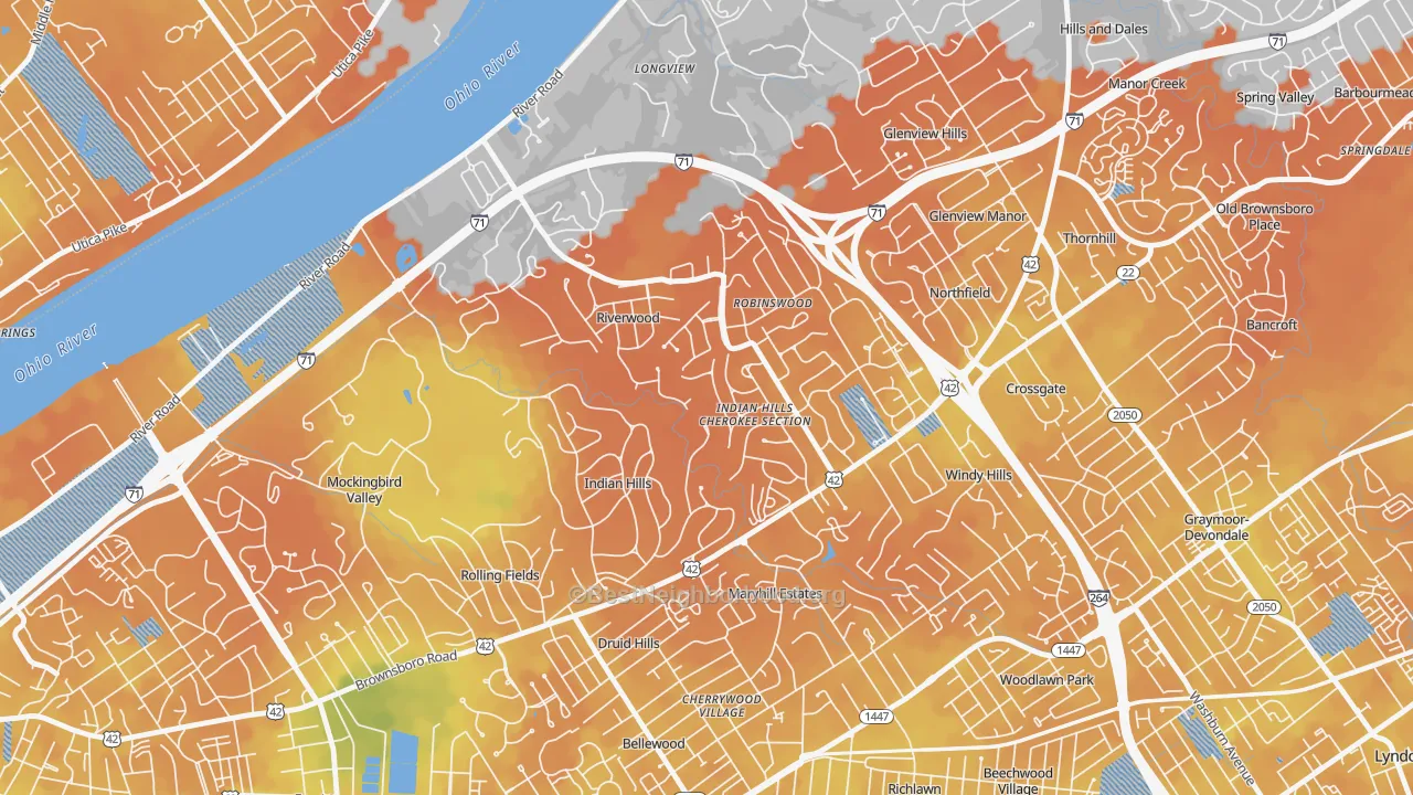 Bike Grade map of Indian Hills, KY