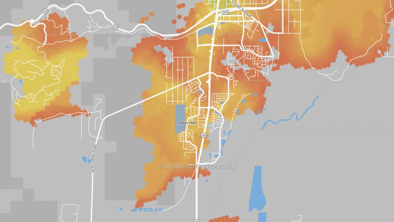 Bike Grade map of Indian Hills, NV