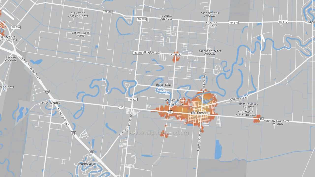Bike Grade map of Indian Lake, TX