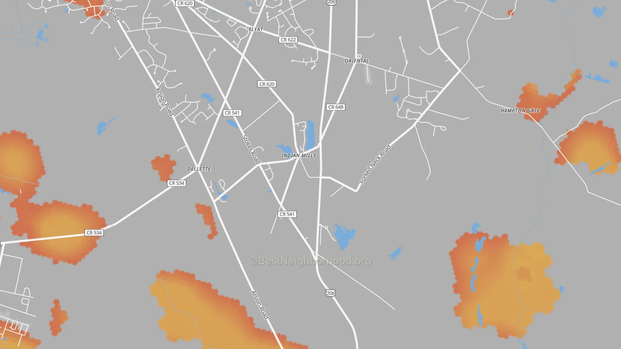 Bike Grade map of Indian Mills, NJ