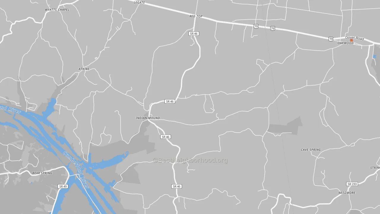 Bike Grade map of Indian Mound, TN