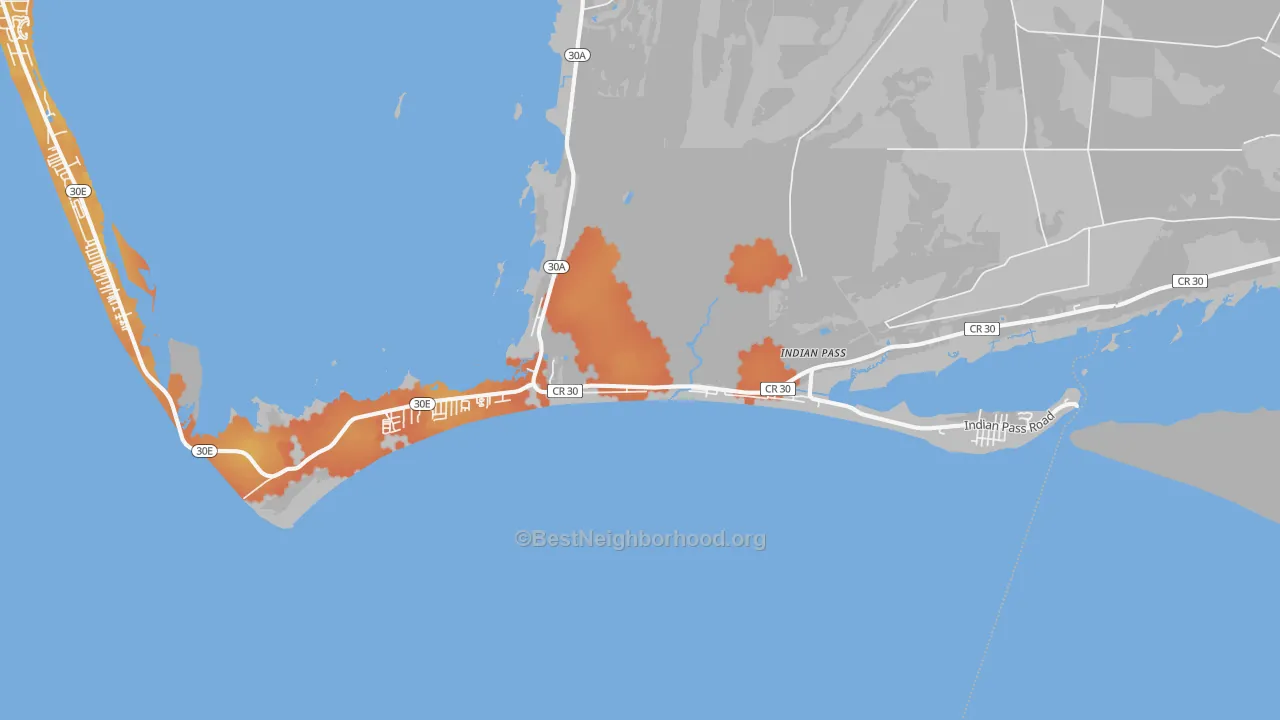 Bike Grade map of Indian Pass, FL