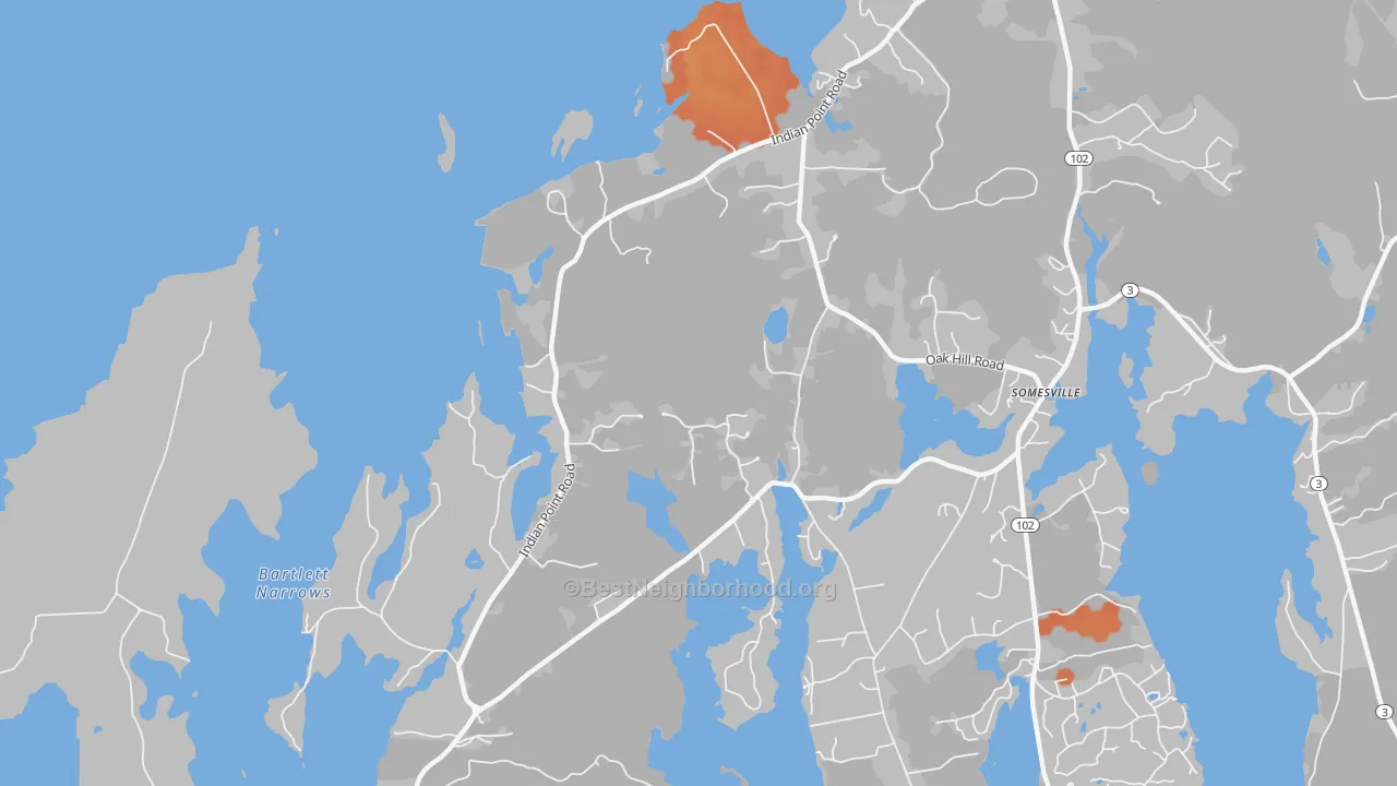Bike Grade map of Indian Point, ME