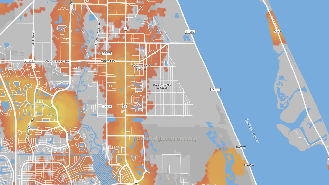 Bike Grade map of Indian River Estates, FL