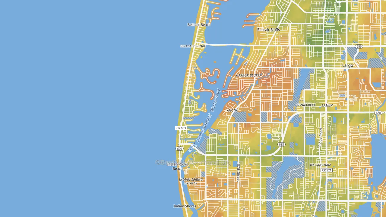 Bike Grade map of Indian Rocks Beach, FL