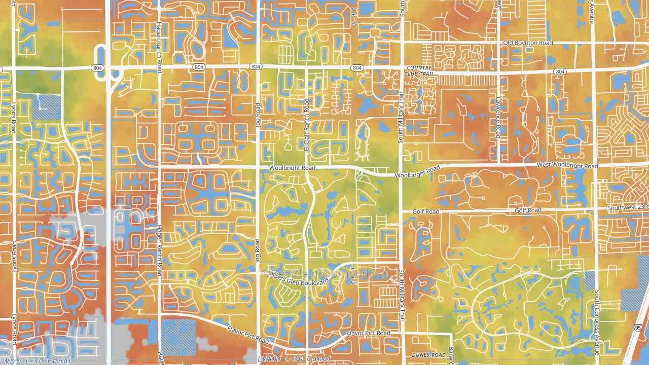 Bike Grade map of Indian Spring, Boynton Beach, FL