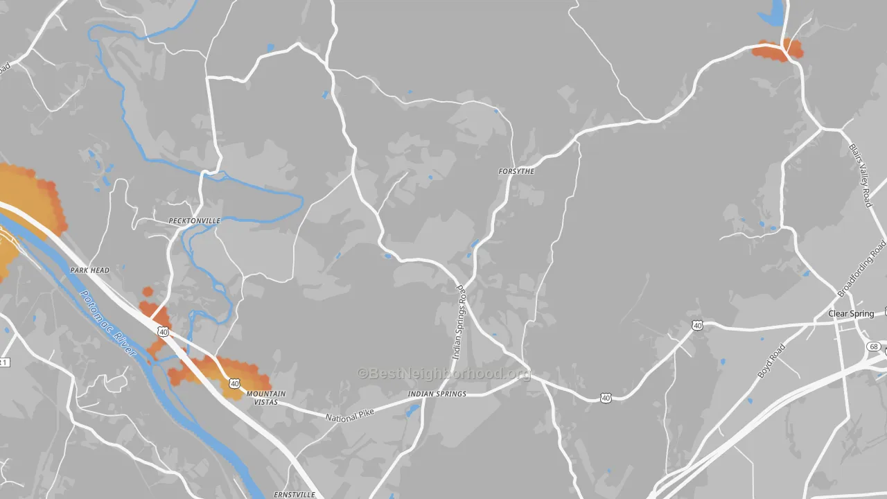 Bike Grade map of Indian Springs, MD
