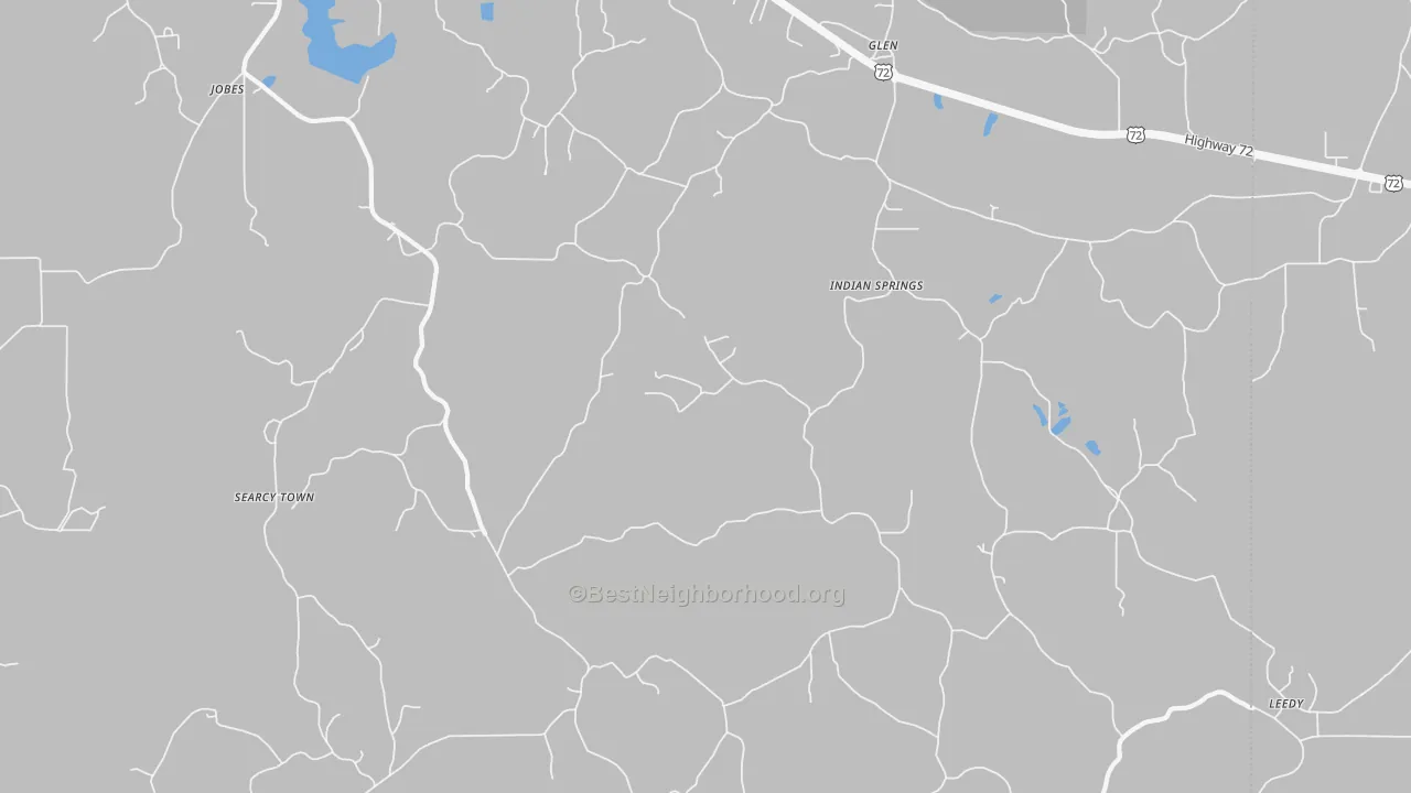 Bike Grade map of Indian Springs, MS