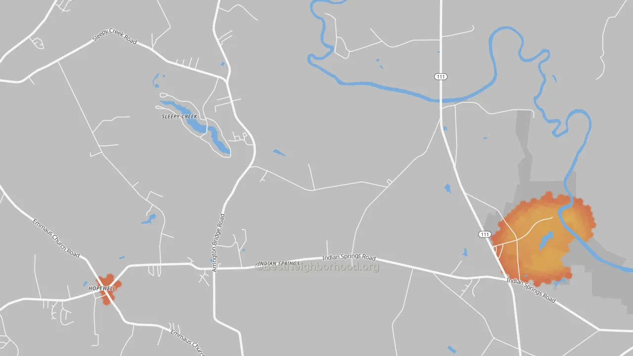Bike Grade map of Indian Springs, NC