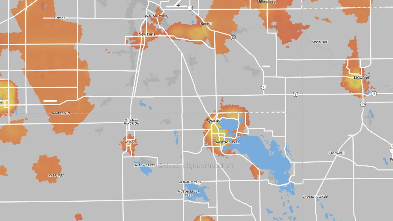 Bike Grade map of Indian Village, IN