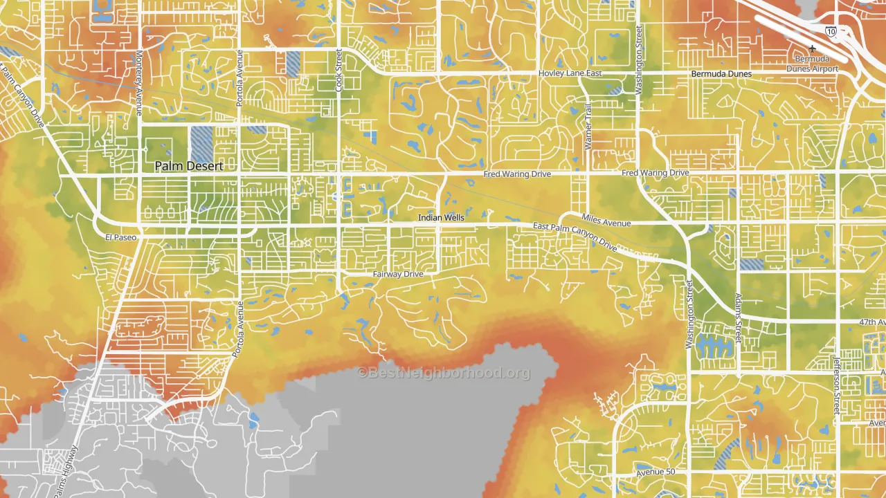 Bike Grade map of Indian Wells, CA