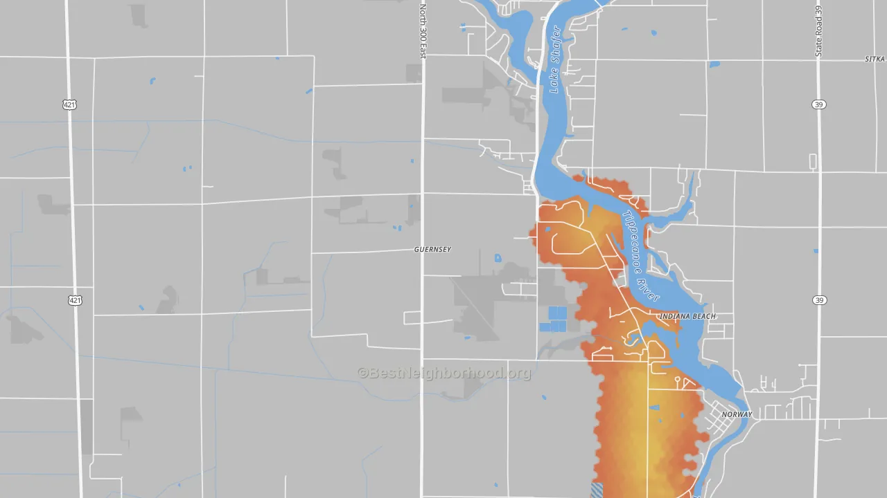 Bike Grade map of Indiana Beach, IN