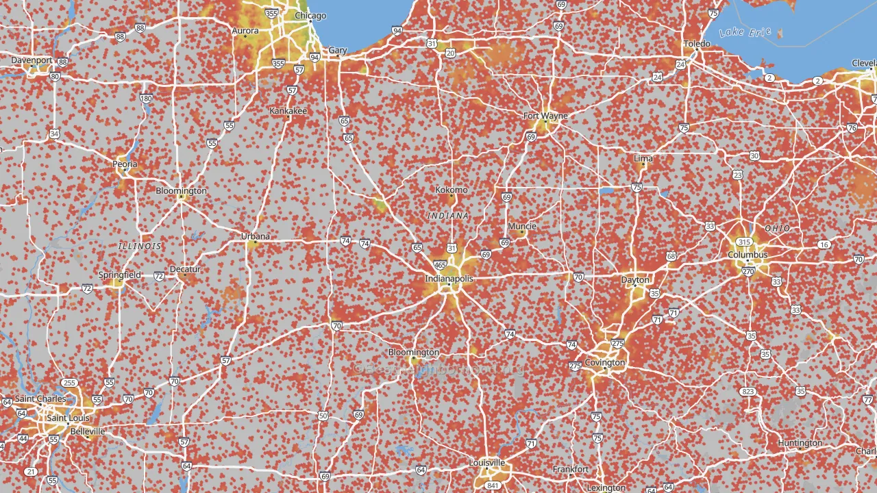 Bike Grade map of Indiana