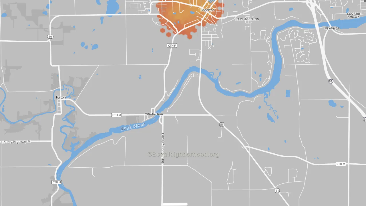Bike Grade map of Indianford, WI