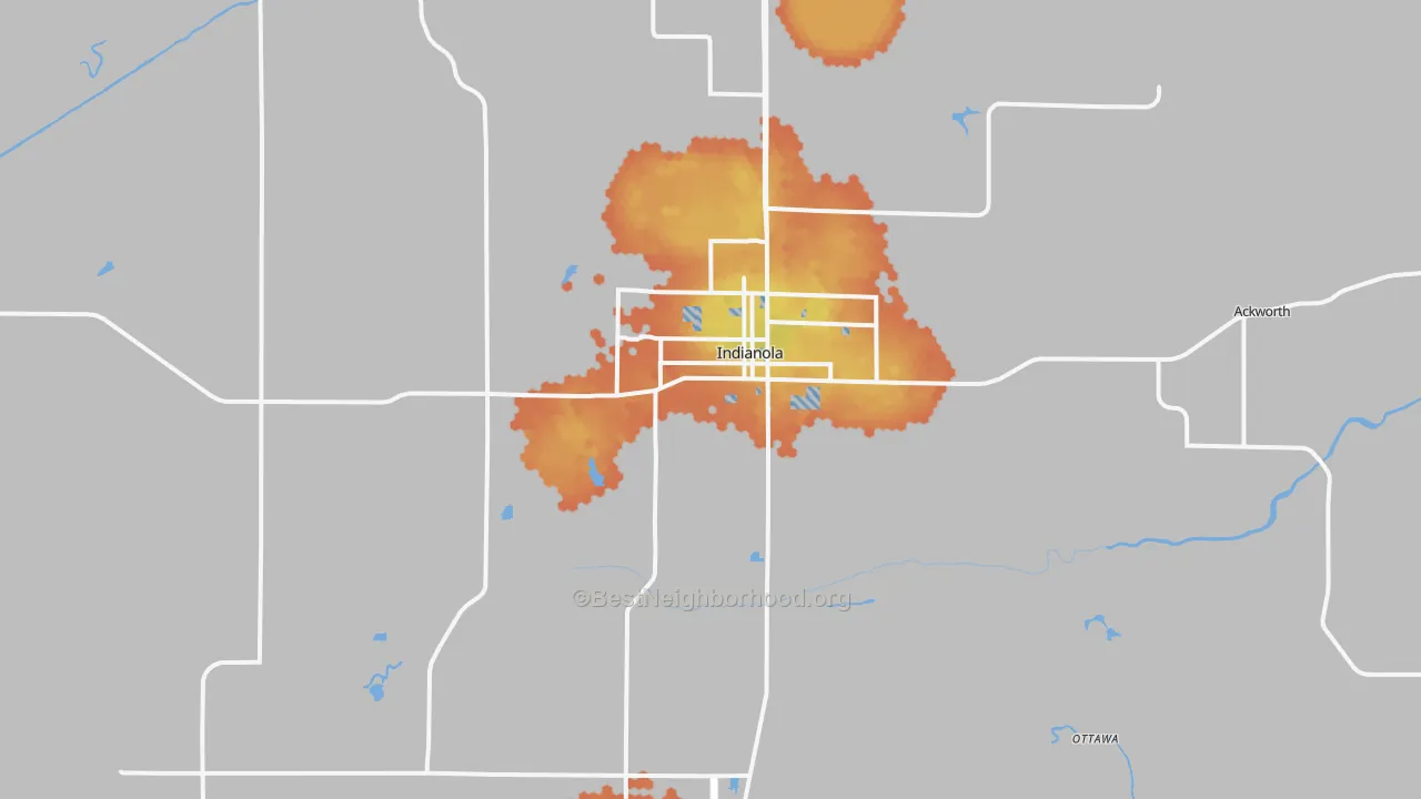 Bike Grade map of Indianola, IA